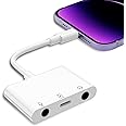 【生放送用】Phone/Padに適用 イヤホン 変換アダプタ 充電 同時 三股接続ケーブル 3.5mmジャック接続 外付けマイク 音楽調節 通話可能 生/宅録/会議用 (ホワイト)