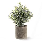 Nattol Artificial TopiaryFaux Green Leaves and Purple flowers with Pot for Home Decor(GreenPurple) [