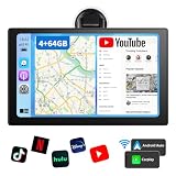 【Android 14・動画視聴】Kuayvan 9インチ ディスプレイオーディオ ポータブルナビ カーオーディオ CarPlay＆Android Autoに対応 YouTube/Tverなどのネット動画視聴可能 大容量4GB+64GB SDカード挿入可 ミラーリング機能 WiFi Bluetooth接続 車Bluetooth音声出力可 ステレオ音質 AUX FMトランスミッター GPS内蔵