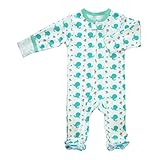 Babysoy有機動物パターンジッパーFootie カラー: グリーン
