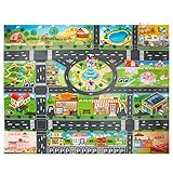 MORYTRADE 道路 マット おもちゃ プレイマット ミニカー 遊び 地図 折りたたみ 1.3m×1m 6+ 緑の街並み