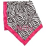 Receiving Blanket - Zebra Minky/Hot Pink Satin by Threadart