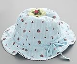 ベビー用ハット つば広 赤ちゃんキャップ サファリハット キッズ 帽子 子供サンバイザー フィッシャーマンハットドット 可愛花柄 女の子 男女児 紫外線 UVカット 日よけ 日焼け止め (ライトブルー