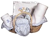 Dee Givens & Co-Raindrops 49405 Blue Sleepy Time Bear Moses Basket Gift Set - Blue - 28 in. x 34 in.