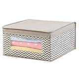 mDesign Chevron Fabric Baby Nursery Closet Organizer Box for Clothing, Blankets, Towels, Bibs - Medi