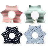 GeeSo ベビービブ かわいいスタイル 綿 4レイヤー防水よだれかけ 360度 回転 ベビー 0-3歳 4枚セット (Eセット)