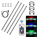 litupliv USB LEDストリップライトキット、4 x 1.64 Ft防水5050 RGB LEDライトストリップと17キーRFワイヤレスリモートコントローラfor HDTVフラット画面LCD