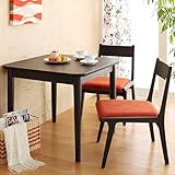 【商品名】天然木使用 ロータイプ ダインニング3点セット ダイニングテーブル＆ファブリックチェア（オレンジ系） ダークブラウン 北欧 和インテリア 食卓【サイズ】テーブルサイズ：幅75×奥行75×高さ64cm チェア幅48 奥行55 高さ7