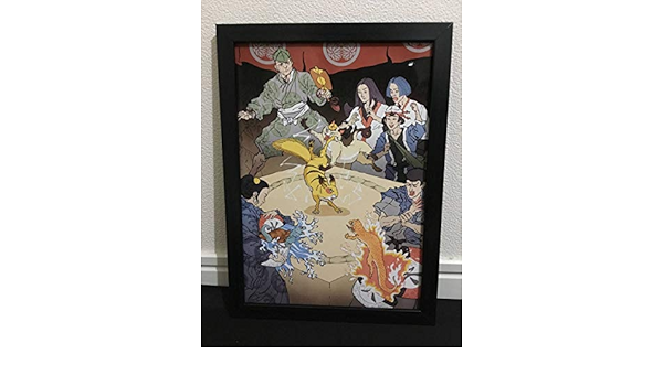 Amazon Co Jp 1065 1 ポケモン 浮世絵風 インテリア オマージュ パロディ ポップアート ポスター 額付き Generic
