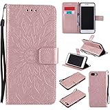 iPhone 7 Plus ケース 高品質 PU手帳型 耐摩擦 全面保護ケース カード収納 スタンド機能 財布型 アイフォン 7 Plus 用 ケース (P8 ゴールドローズ)