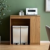 エア・リゾーム レンジ台 キッチンボード キッチンラック ゴミ箱上ラック 食器棚 ごみ箱上 ゴミ箱収納付きキッチンボード Stilo〔スティロ〕 (ナチュラル×ナチュラル, ロータイプ)