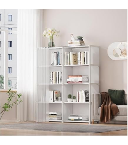 Amazon｜本棚 大容量 5段 6段 2連 本棚 防塵 扉付き 白 黒 収納 ブック