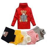 VIFUUR キッズベアタートルネックセーター男の子ガールズニットセータークリスマス レッド 100 CM