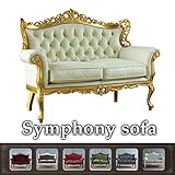 シンフォニーソファ 2人掛け ゴールドフレーム ホワイトレザー 本革 TO-1006-2-SH-10L5B