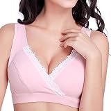 「UTOVME」授乳ブラ★ スリム ノンワイヤー★骨盤ベルト・トコちゃんベルト/授乳服/産前産後ブラ/産後ママ/敏感肌に/授乳インナー/妊婦ブラ/ダイエット クロスタイプ（ピンク）