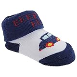 赤ちゃん・ベビー用 ボーイズ 車のデザイン ギフトポーチつき ベビーソックス 靴下 男の子 (6-12ヶ月) (ネイビー/ホワイト)