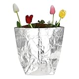 高品質 多肉植物ポットカバー　植木鉢カバー クラフト紙袋 多機能 自立袋 洗濯可能 収納袋バスケット 園芸用 (L)