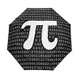 ALAZA 自動開閉式折りたたみ傘 数学柄 数字柄 円周率柄 アラビア数字柄 ポリウレタンコーティング カスタムデザイン ブラック 夏 8本骨 収納ケース付 UV 3段折 日焼け対策 プレゼント