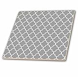 3dRose ct_120259_1 Dark Gray Quatrefoil Pattern Grey Moroccan Tiles Modern Stylish Geometric Clover 