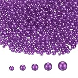 PATIKIL 穴なしパール ビーズ 3 mm 4mm 5mm 6mm 8mm 約1000個 プラスチック模造真珠 アクセサリーパーツ アートクラフト 宝石メイキング ネイル ネックレス 手芸 DIY用 ダークパープル