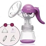南風南風 搾乳機 さく乳器　乳首 頭吸引器 手動 吸力三段階調節可能　乳首付き　150ML哺乳瓶付き　 安全テスト合格 (紫)