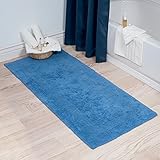 Lavish Home 100% Cotton Reversible Long Bath Rug - Blue - 24x60