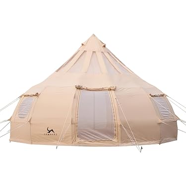 【新品・送料無料】グランデ  テント　コットン 素材　直径4m　5人就寝用 楽天市場】FIELDOOR テント ワンタッチ 4人用 5人用 完全遮光 3m