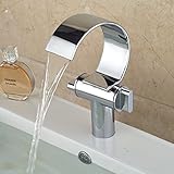 Rozin Creative Design Waterfall Bathroom Basin Faucet Double Handles Mixer Tap Chrome Finish [並行輸入品]