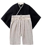 (エーケー) AK Style ベビー キッズ 袴 ロンパース 初節句 お食い初め お正月 ひな祭り お宮参り 男の子 150904-1(ブラック-80)