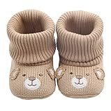赤ちゃん 春 秋 可愛い靴 綿布 柔らかい底 滑り止め ベビーシューズ 幼児用 ウールの靴 (13cm（9-12ヶ月）, カーキ)