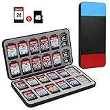 WWW Switch ゲームカードボックス ゲームカードケース 24枚収納 ゲームカード収納ボック ゲームカードホルダー Nintendo Switch&Switch OLED用 カスタムパターンスイッチ Lite 24個のゲームカードスロットと48個のMicro SDカードスロット付き (レッド+ブラック+ブルー )