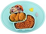 QShare幼児用プレート、乳幼児用のベビープレート、子供向けのポータブルBPA、FDA認定の幼児用食器洗い機、電子レンジ用安全なシリコンプレート（28x20x2.5 cm）