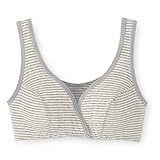 授乳対応選べるクロスオープンハーフトップ　　グレー（ボーダー）　サイズ:マタニティL