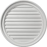 Ekena Millwork GVRO24F 24-Inch W x 24-Inch H x 1 5/8-Inch P Round Gable Vent Louver, Functional [並行輸