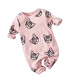 Weixinbuy幼児用赤ちゃん猫印刷snap-upロンパース長袖Footie Clothesピンク US サイズ: M カラー: ピンク