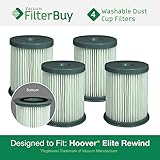 4 - Hoover Elite Rewind Dust Cup Filters, Part 59157055. Designed by FilterBuy to fit ALL Hoover Eli