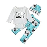 (プタス)Putars ベビー服 子供服 ロンパース 上下セット 男の子 女の子 長袖 パンダ柄 HELLO WORLD 可愛い 秋 冬 新生児 歩行服 出産お祝い 記念日 プレゼント 0-18ヶ月