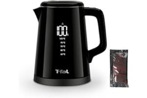 【Amazon.co.jp限定】ティファール （T-fal） 電気ケトル 0.8L デジタルディスプレイ 温度調節 転倒お湯もれロック 「ディスプレイ ロック コントロール」 触れても熱くない 保温 ケトル専用洗浄剤(1包)付き ブラック KO856
