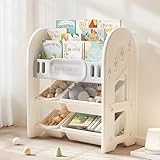 OSJ おもちゃ棚 絵本棚 3段 4段 ラックセット 大容量 組み合わせ可能 スリム ワイドタイプ グレー+ホワイト