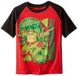 Teenage Mutant Ninja Turtles Big Boys' Short Sleeve Raglan T-Shirt Shirt Red/Black Medium / 10/12 [並
