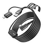 AMVR 5M 急速充電リンクケーブルCompatible with Quest3S/Quest3/Quest 2/Pico 4/Pico 4 Ultra L字型無限linkケーブル,USB 3.0 A to C SteamVR/PC/ノートパソコン用 A to C/C to Cアダプター、ハイスピード最大 5Gbps