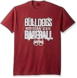 NCAAミシシッピ州ブルドッグBaseball Bats半袖快適カラーTシャツ、M、レンガ