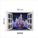 3d古代プリンセス城ウィンドウビューDecal壁ステッカーホーム装飾壁ステッカー用キッズ部屋デカールKids Decor ^ as the picture。