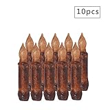 セットの10 LEDワックステーパキャンドルショートAmberちらつきライト電池式テーパキャンドルでバルクリアルな黄色ちらつきフレイムレスキャンドルハロウィンに、結婚式、ウィンドウ、シャンデリア、クリ