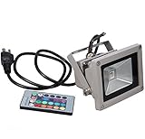 NEWSTYLE 10W RGB Waterproof LED FloodLight 16 Different Color Tones with US 3-Plug & Remote Control 
