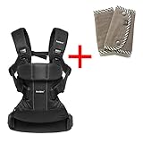 【サッキングパッドセット】BabyBjorn（ベビービョルン） ONE+ Air ブラック+ 今治サッキングパッド グレーストライプ