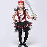 【ノーブランド品】海賊少女 子供用 コスチューム 子供服 女の子 ハロウィン/衣装/仮装/パーティーグッズ 子供服 ハロウィンパーティー (XL, レッド)