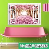 ZLJTYN フェイクウィンドウステッカーステレオ模造の窓のステッカーの装飾の背景子供の部屋3Dの壁のステッカーの人格ベッドルームソファのリビングルーム日陰川海のひまわり、F