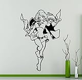 スーパーガールスーパーヒーロー壁デカール漫画Comicsビニールステッカーホーム子供女の子ルームインテリアアート装飾部屋も防水ビニールウォールステッカー( 390 x x )