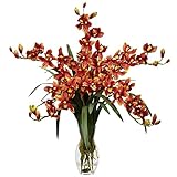 Nearly Natural 1184-BG Cymbidium Orchid Silk Flower Arrangement, Burgundy [並行輸入品]